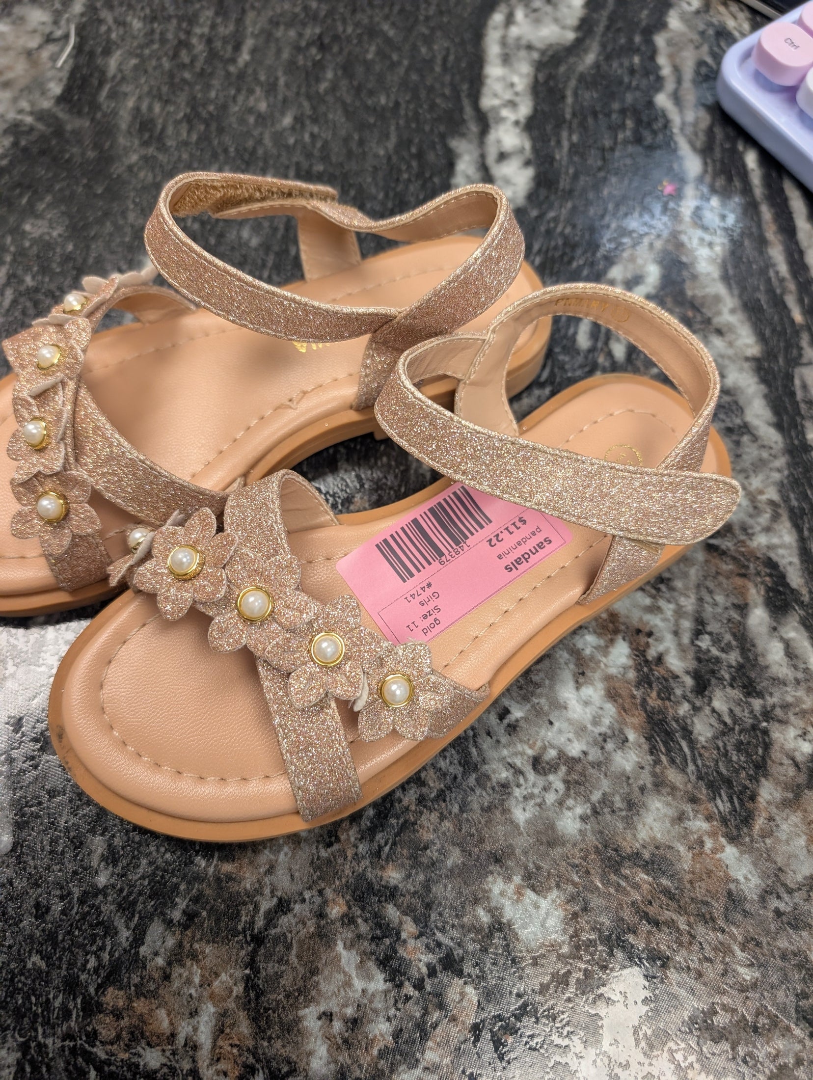gold pandaninia sandals, 11