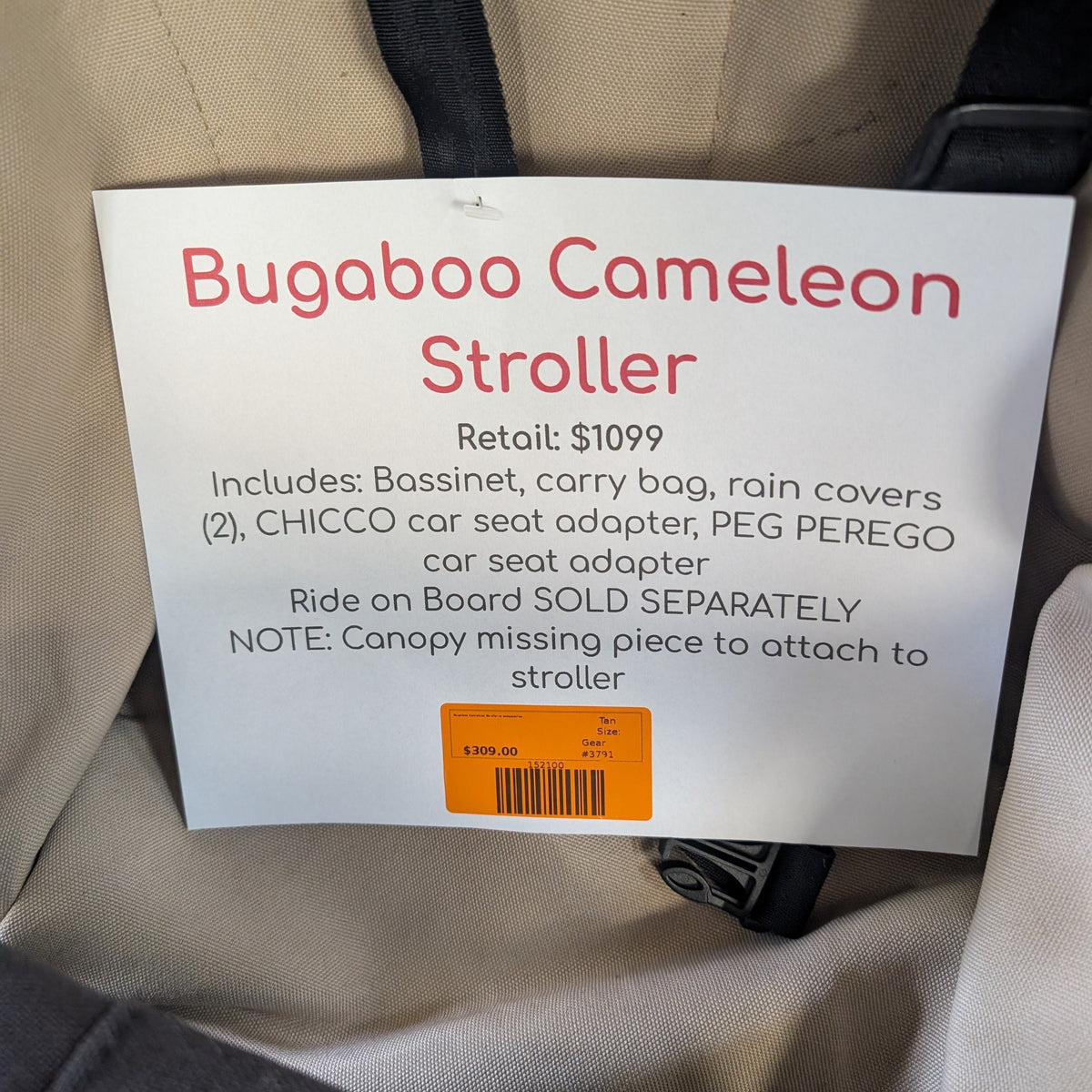 Tan  Bugaboo Cameleon Stroller w accessories
