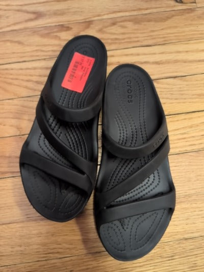 Blk  Croc Sandals, 8