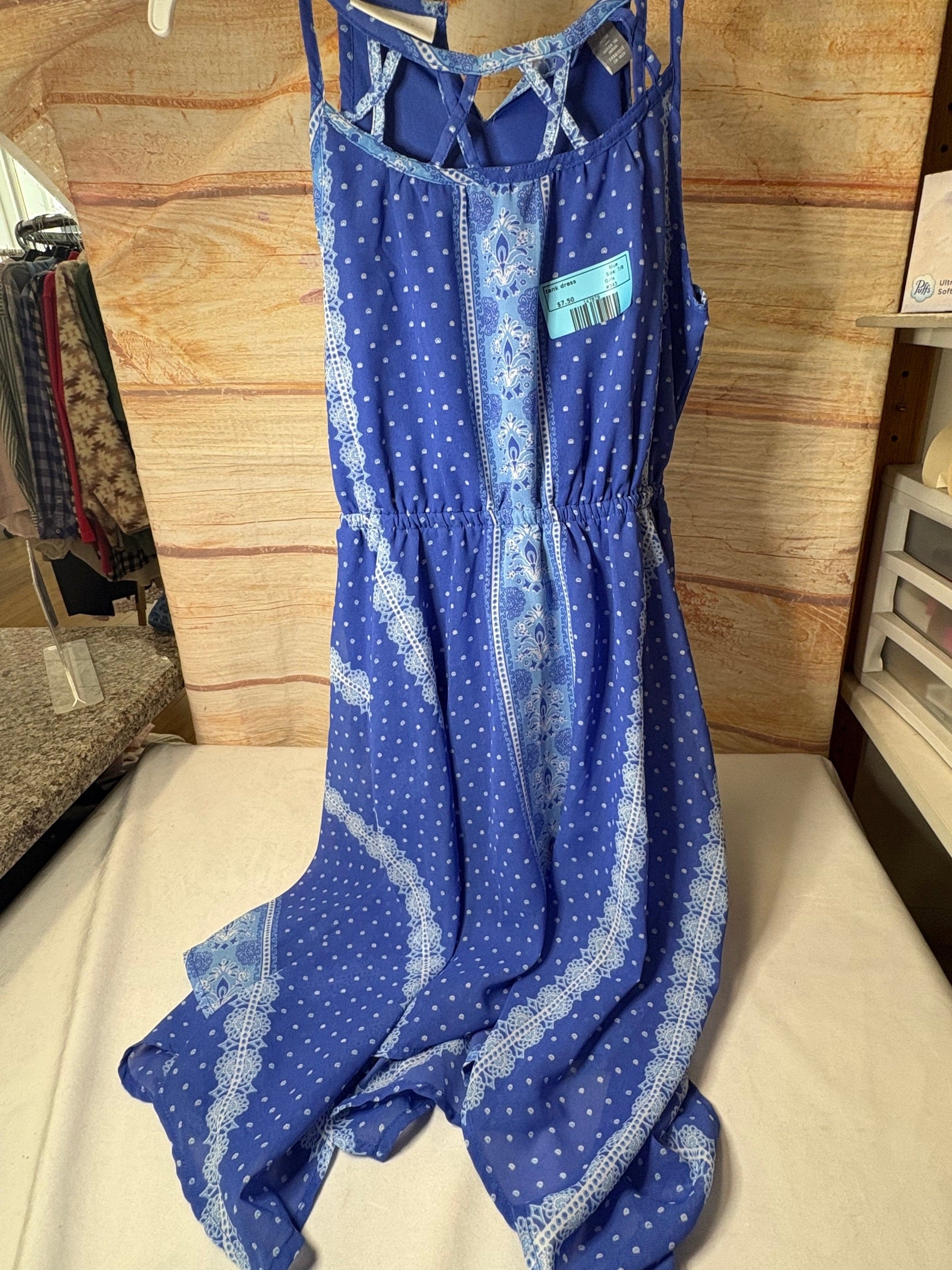 blue  tank dress, 7/8