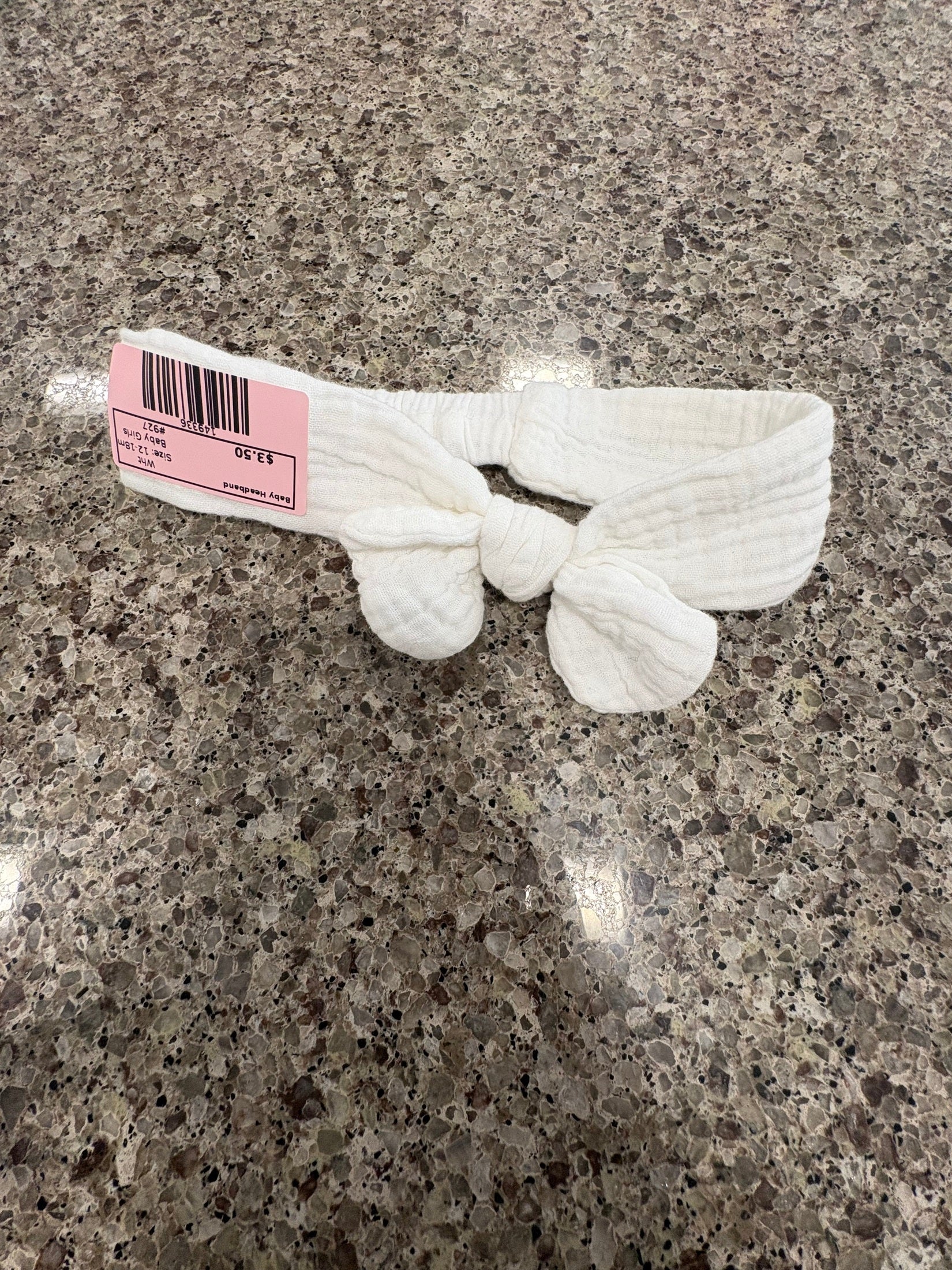 Wht  Baby Headband, 12-18m